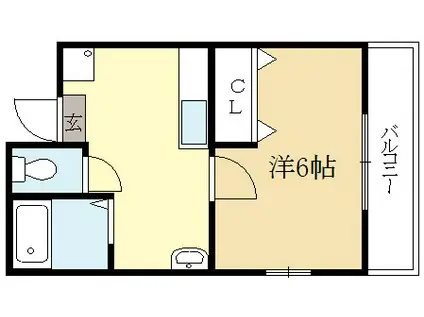 広野町マンション(1K/2階)の間取り写真