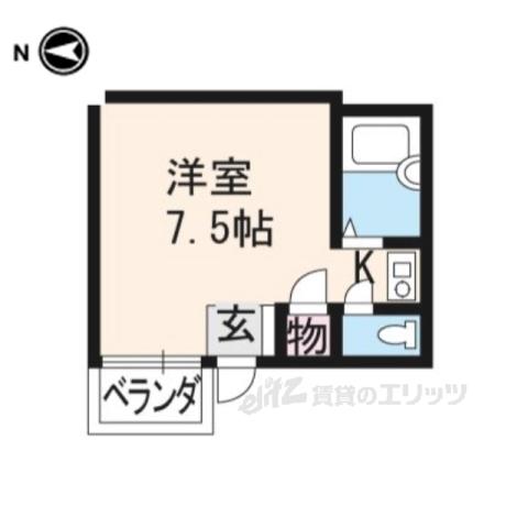 サンシャインシルク嵯峨(ワンルーム/1階)の間取り写真