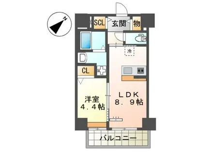セラヴィ箱崎(1LDK/7階)の間取り写真