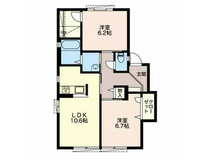 サンフラワーF(2LDK/1階)の間取り写真