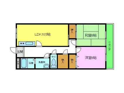 グリーンコート川西(2LDK/2階)の間取り写真