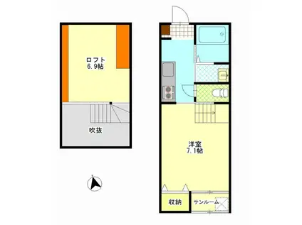 タイムズスクエア(1K/2階)の間取り写真