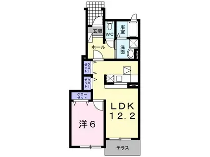 ラ・フルールIV(1LDK/1階)の間取り写真