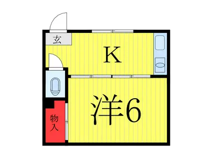 本田マンション1号棟(1K/3階)の間取り写真