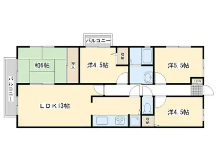 サンパーク引野II(4LDK/5階)の間取り写真