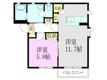 ロート・ベールI(1LDK/1階)の間取り写真