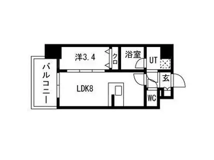 エスリードレジデンス大阪福島シティスクエア(1K/4階)の間取り写真