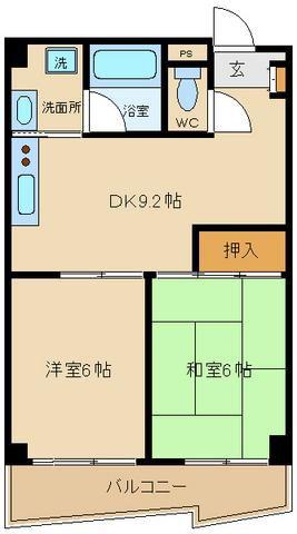 ネオメゾン千歳台(2DK/2階)の間取り写真