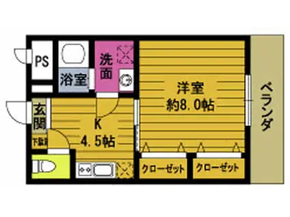 フォーブルKAWANO(1K/3階)の間取り写真