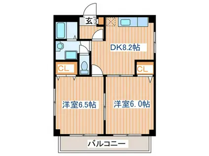 ステージ遊(2DK/1階)の間取り写真