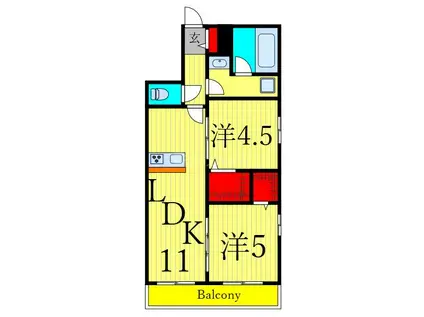 ヘーベルメゾン西葛西 E(2LDK/2階)の間取り写真