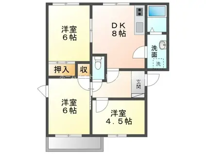 ユトリロ一色町 A(3DK/1階)の間取り写真