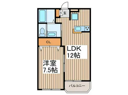 M´Sコート(1LDK/1階)の間取り写真