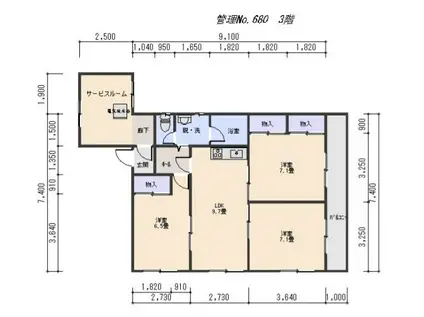 チェリー中里(3SLDK/3階)の間取り写真