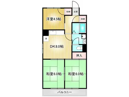 グリンハイツ(3DK/5階)の間取り写真