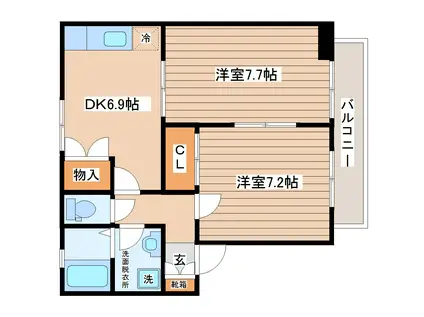 ガーデンタウンB(2DK/1階)の間取り写真