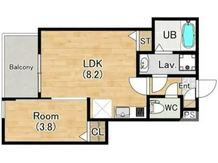 ジーメゾン西湊ウィシエ(1LDK/1階)の間取り写真
