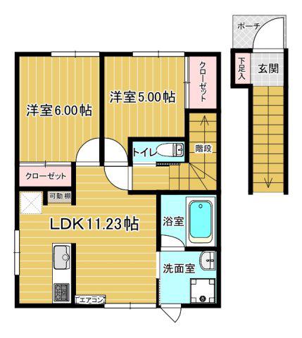 グランデアン(2LDK/2階)の間取り写真