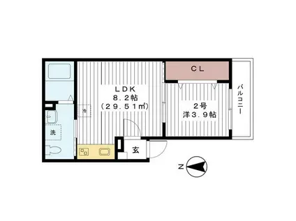 フィオーレ(1LDK/3階)の間取り写真