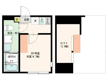 PARI BLOSS(1K/2階)の間取り写真