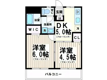 ドミール粕谷(2DK/2階)の間取り写真