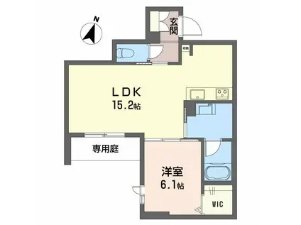 リボーンKKR(1LDK/1階)の間取り写真