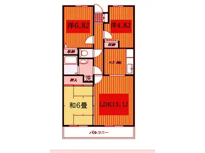 柏桜レジデンス(3LDK/4階)の間取り写真