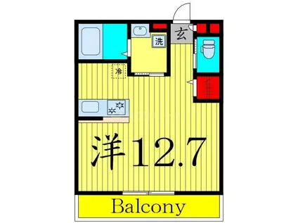 カーサ江戸川(ワンルーム/1階)の間取り写真
