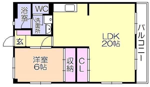 翠水ビル(1LDK/3階)の間取り写真