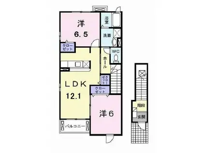 マリンスカイC(2LDK/2階)の間取り写真