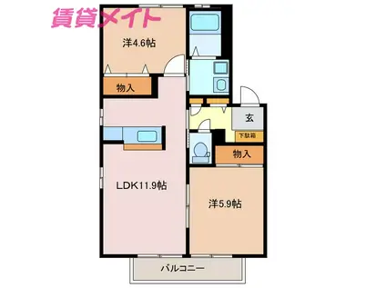 PROSPERE I B(2LDK/2階)の間取り写真