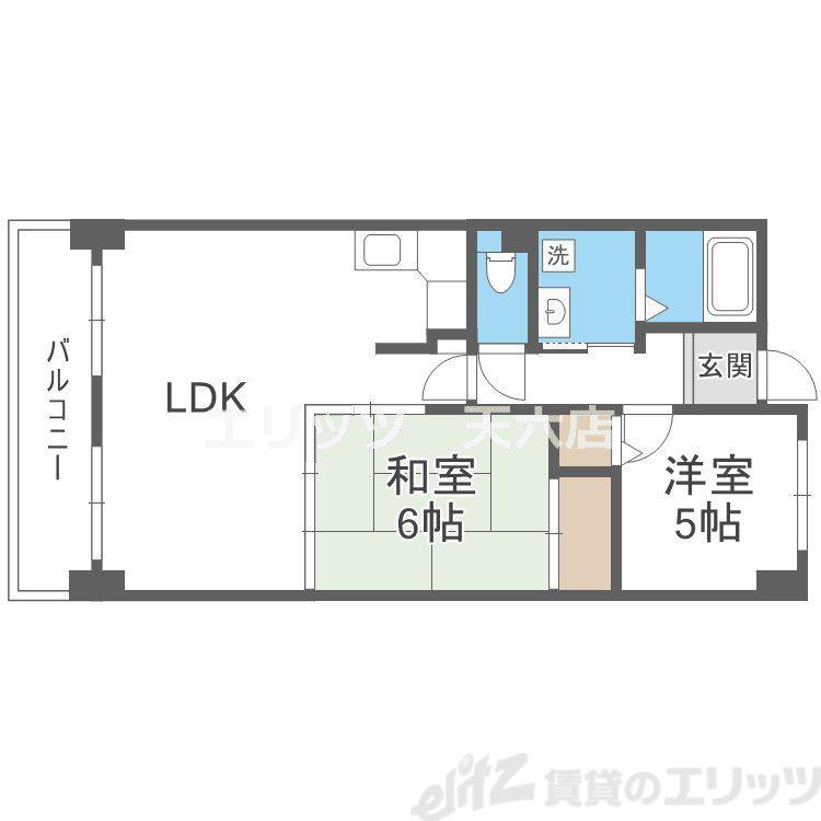 パルティール南ヶ丘(2LDK/3階)の間取り写真