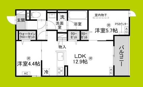 D-RESIDENCE宇保町(2LDK/3階)の間取り写真