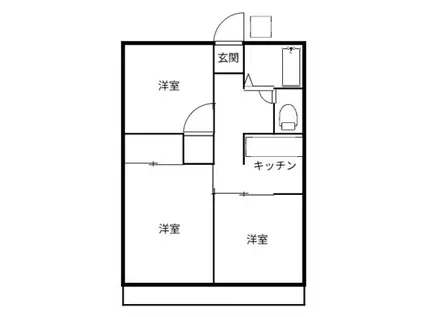 シティハイムサンライズ A棟(3DK/1階)の間取り写真
