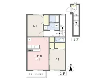 サンシティ A(2LDK/2階)の間取り写真