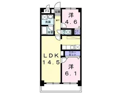 エヴァー高田(2LDK/2階)の間取り写真