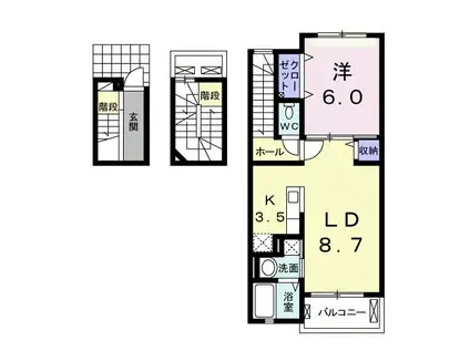 パルスクエア(1LDK/3階)の間取り写真
