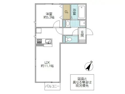 アルフォンテーヌA(1LDK/2階)の間取り写真