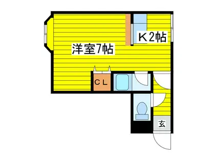 グランドール北27(1K/2階)の間取り写真