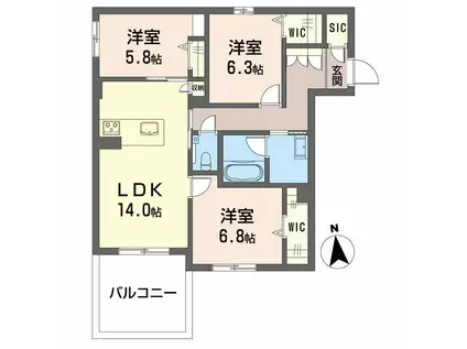 MT.BILLION β(3LDK/1階)の間取り写真