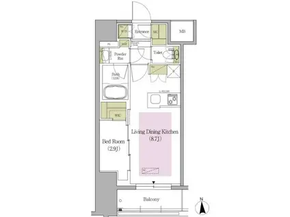 アーバネックス早稲田テラス(1LDK/9階)の間取り写真