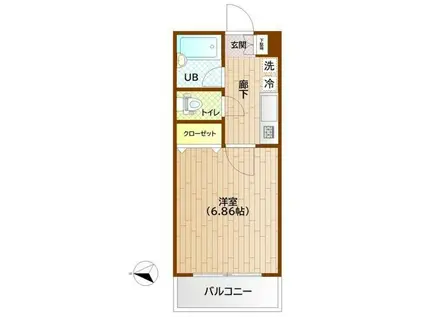 エステートヒルズ池袋本町(1K/2階)の間取り写真