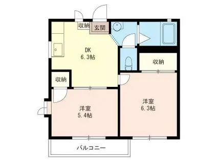 ルシードときわ台(2DK/1階)の間取り写真