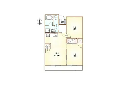 グランドール(2LDK/2階)の間取り写真