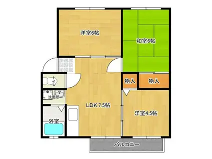 レオ北六甲(3DK/3階)の間取り写真