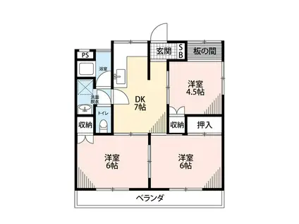 グローリオ池田(3DK/1階)の間取り写真