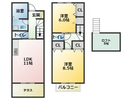 キャブ・アン(2LDK/1階)の間取り写真