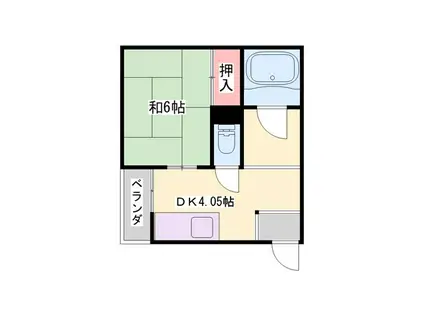 GORIハイツ(1DK/2階)の間取り写真