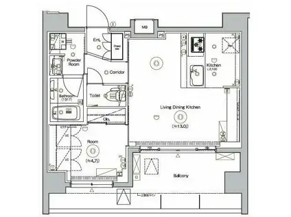 SYFORME UENO ASYL COURTシーフォルム上野アジー(1LDK/9階)の間取り写真
