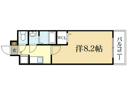 ベラジオ京都一乗寺(1K/2階)の間取り写真